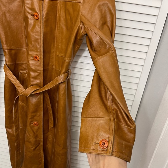 Vintage Light Brown, Tan, Wilson’s Leather Maxima Trench Coat with Belt size L - Picture 6 of 14